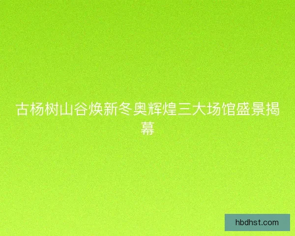 古杨树山谷焕新冬奥辉煌三大场馆盛景揭幕